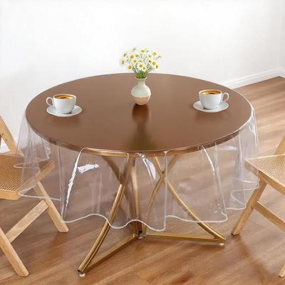 Прозрачная круглая скатерть 60 дюймов Водонепроницаемый защитный чехол для стола Прочный кристально прозрачный винил Прозрачная скатерть для круглого обеденного стола для защиты