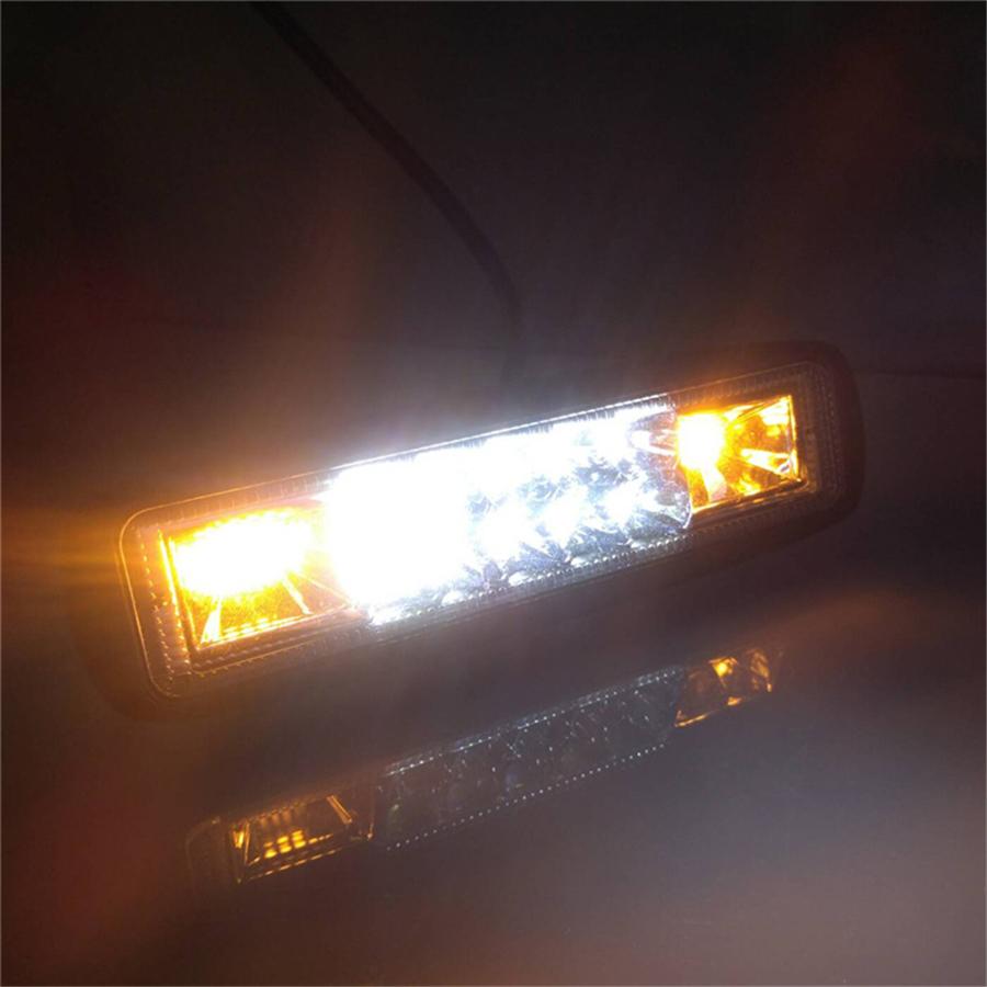 Three In One Pair 6 Inch 48W 4800lm White Amber Fog Warning Flash Strobe Led Work Light for Car Truck Motorcycle 12V 24V