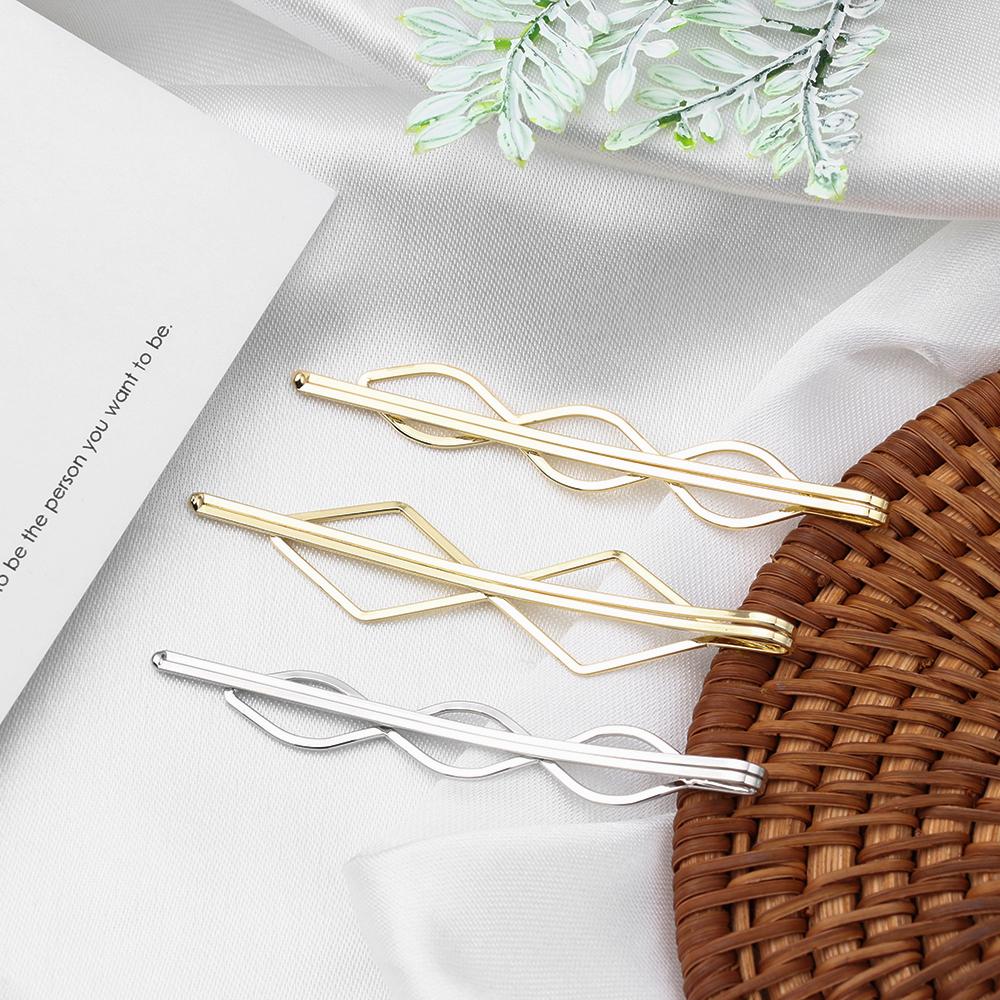 4pcs/set New Metal Women Girls Hairgrips Geometric Rhombus Geometry Hair Clip Barrettes