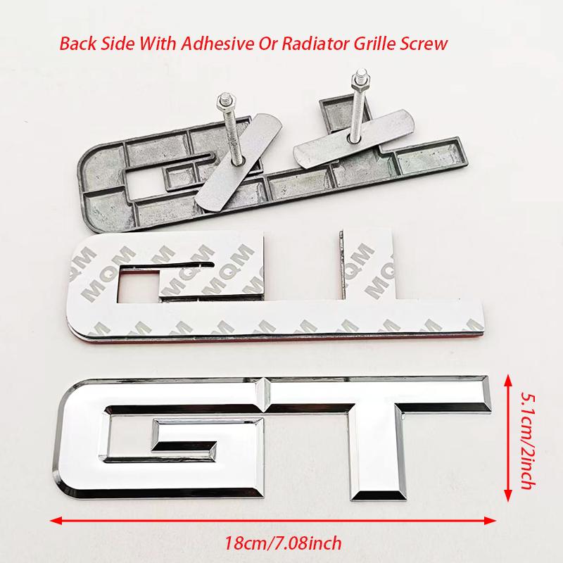 ISPN4 3D Metal Car Styling Logo GT Badge Rear Trunk Sticker Front Grille Emblem Decals For FORD Mustang GT Auto Accessories
