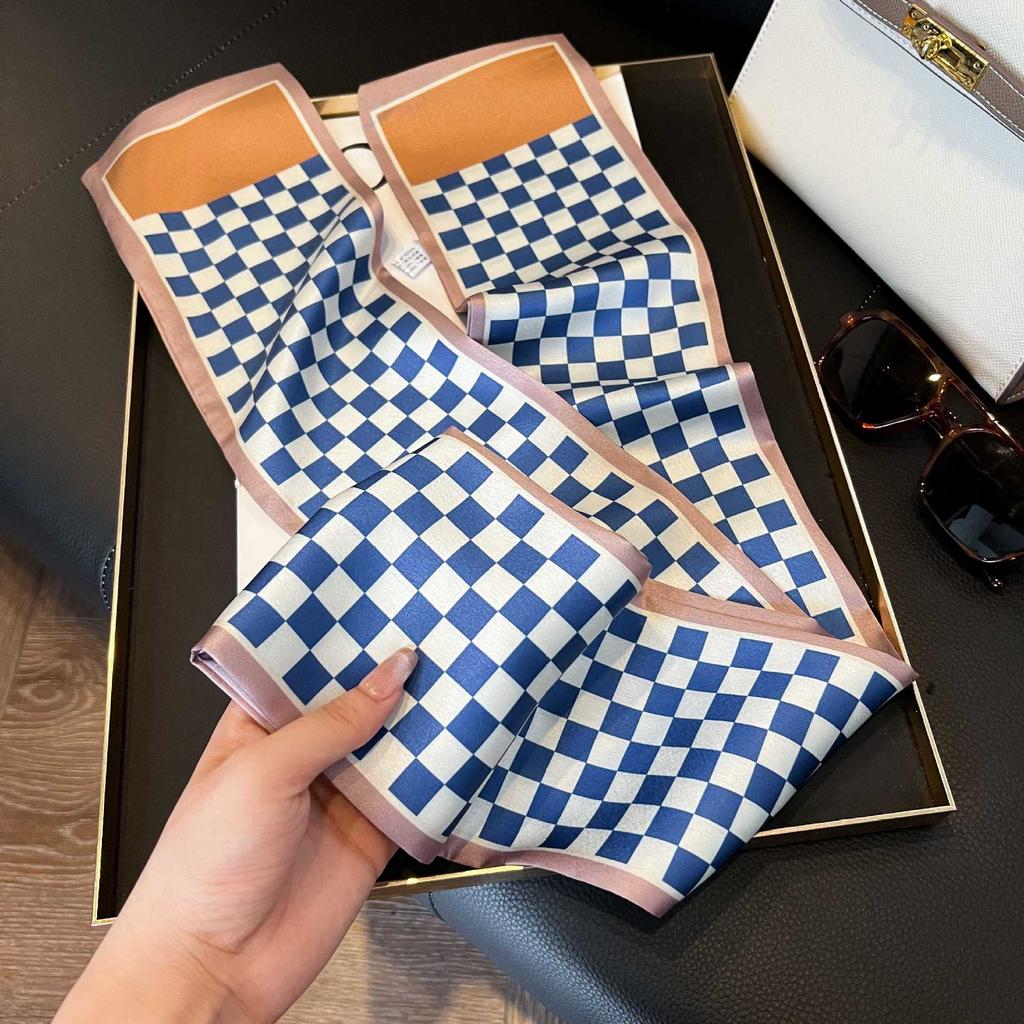 New long silk scarf women's simulation fashion versatile thin narrow scarf with shirt silk scarf Korean version small