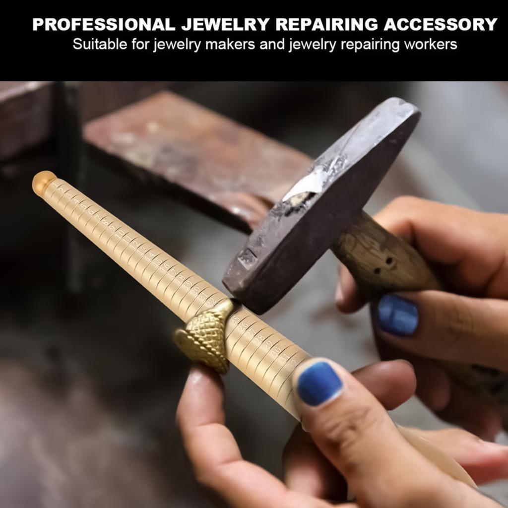 Инструмент для изменения размера и ремонта колец Алюминиевый сплав Металлическое кольцо Круглитель с деревянной ручкой Для ремонта ювелирных изделий 23см