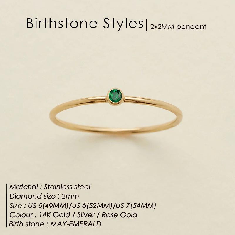 EManco Позолоченное Несдавливающее Кольцо для Женщин - Тонкое Кольцо с Мелкими Алмазными Акцентами и Камнем Декабря