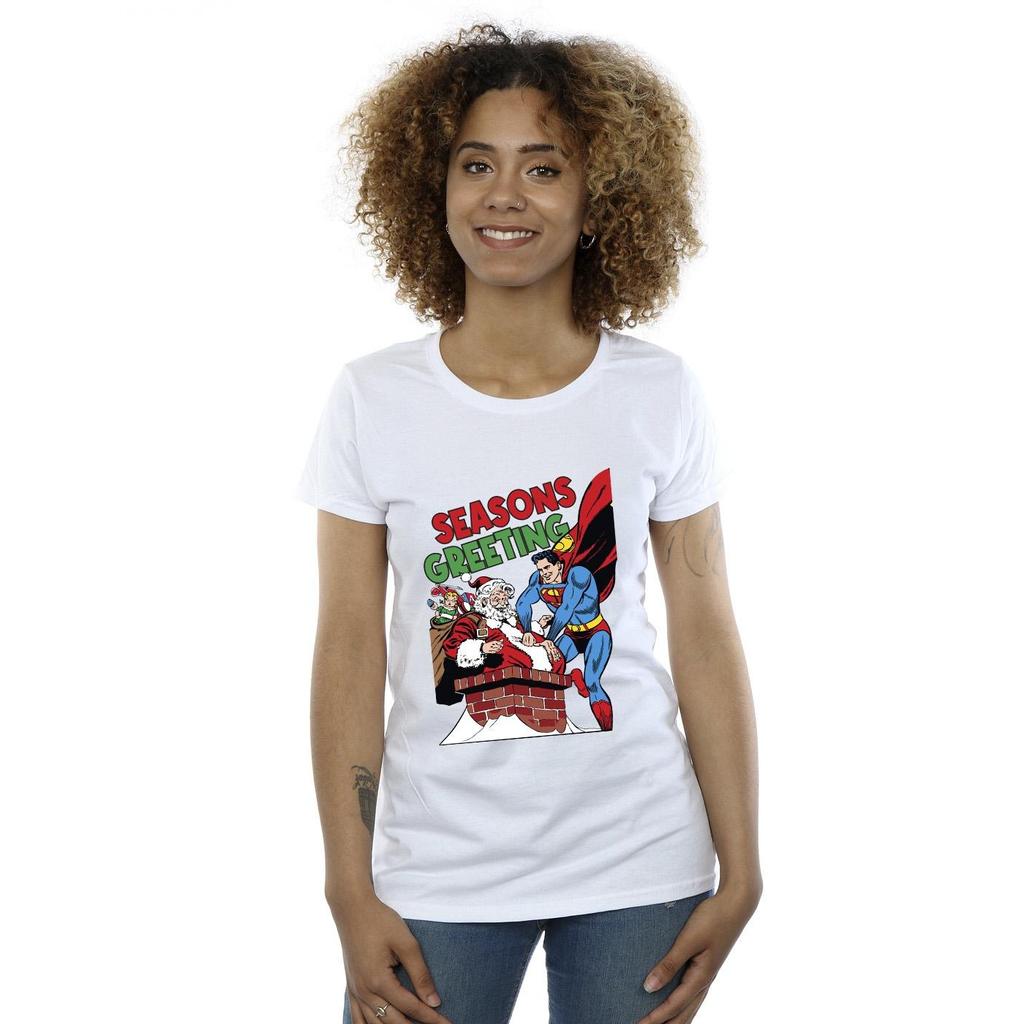 DC Comics Womens/Ladies Superman Santa Comic Cotton T-Shirt