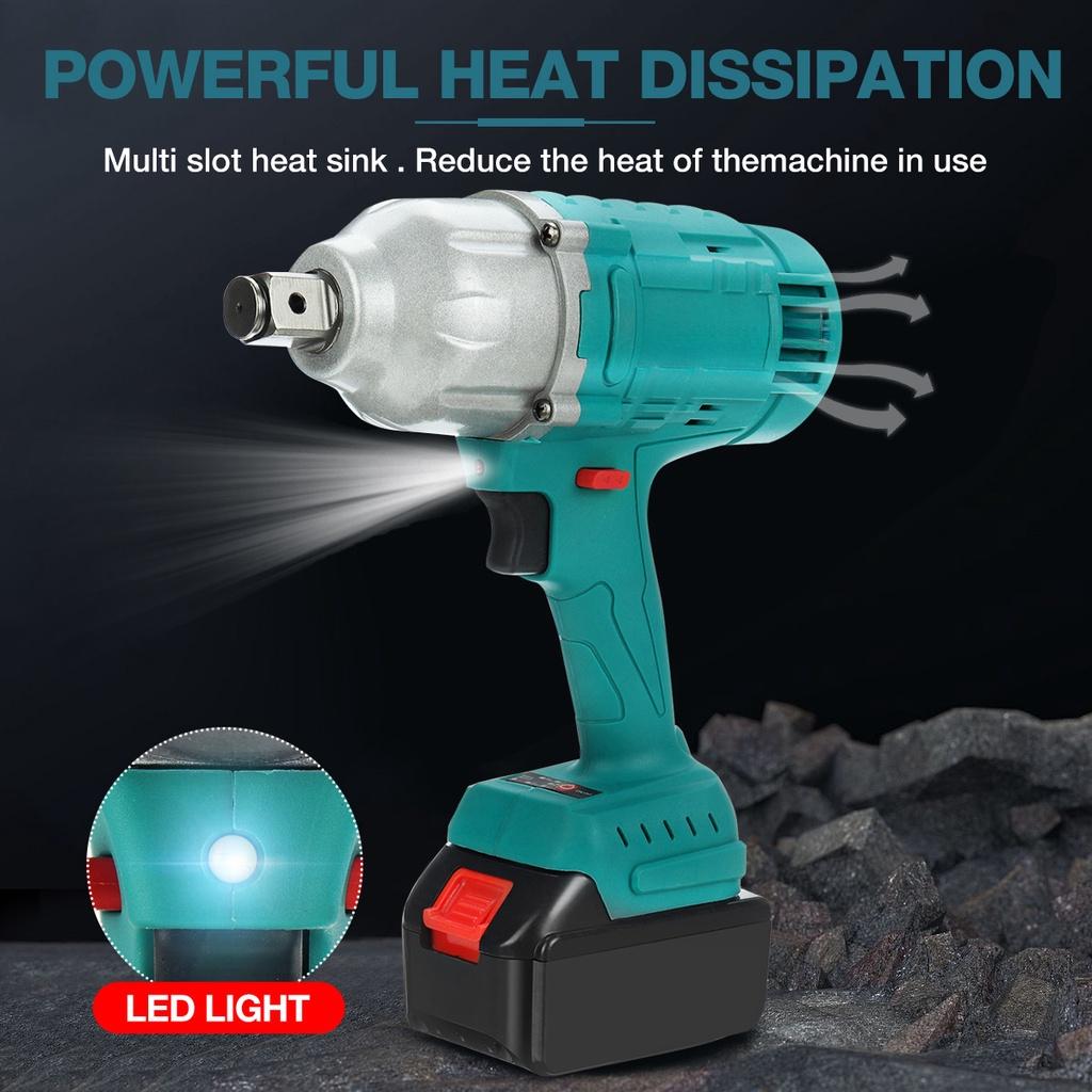 588В 1900Н.м Высокий Крутящий Момент Бесщеточный Электрический Ударный Гайковерт 3/4"/1/2" Головка Гаечного Ключа Гайковерт для Автомобильных Шин Аккумуляторный Инструмент-Драйвер синий