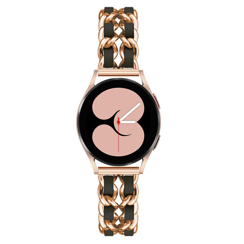 22 мм 20 мм Кожаный+Металлический ремешок для Samsung Galaxy Watch 7 6 5 4 40 мм 44 мм Сменный браслет для Huawei Watch GT6/5/4 46 мм Ремешок