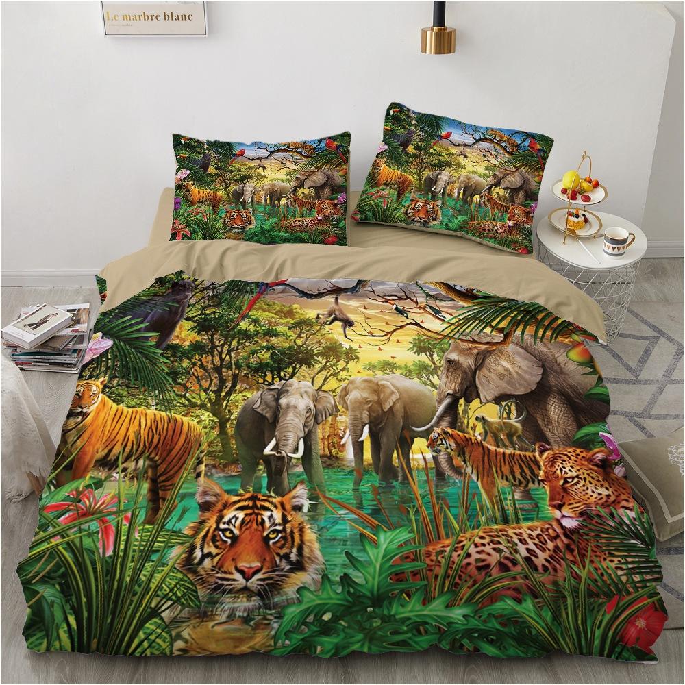 3D Animal Bedding Set Boys' Teenagers Down Duvet Cover Pillowcase Single Double Full Size Cover Kid Gift Luxury Home Textile