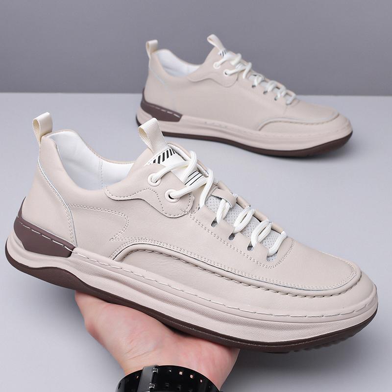 Fashion Non-Slip Basic Shoes for Men Outdoor Casual Leather Shoes British Style Male Treking Footwear Hot Sale Trainers Travel Sneakers