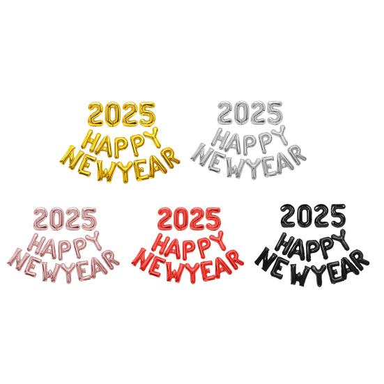 Воздушные шары с Новым годом 2025 года, 16-дюймовые буквы, цифры, алюминиевые фольгированные шары, многоразовые праздничные шары для празднования Нового года