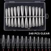 240 шт. типсы с вспомогательными линиями матовые прозрачные накладные ногти направляющие линии накладные типсы полное покрытие гроб/квадрат/круглый/овальный