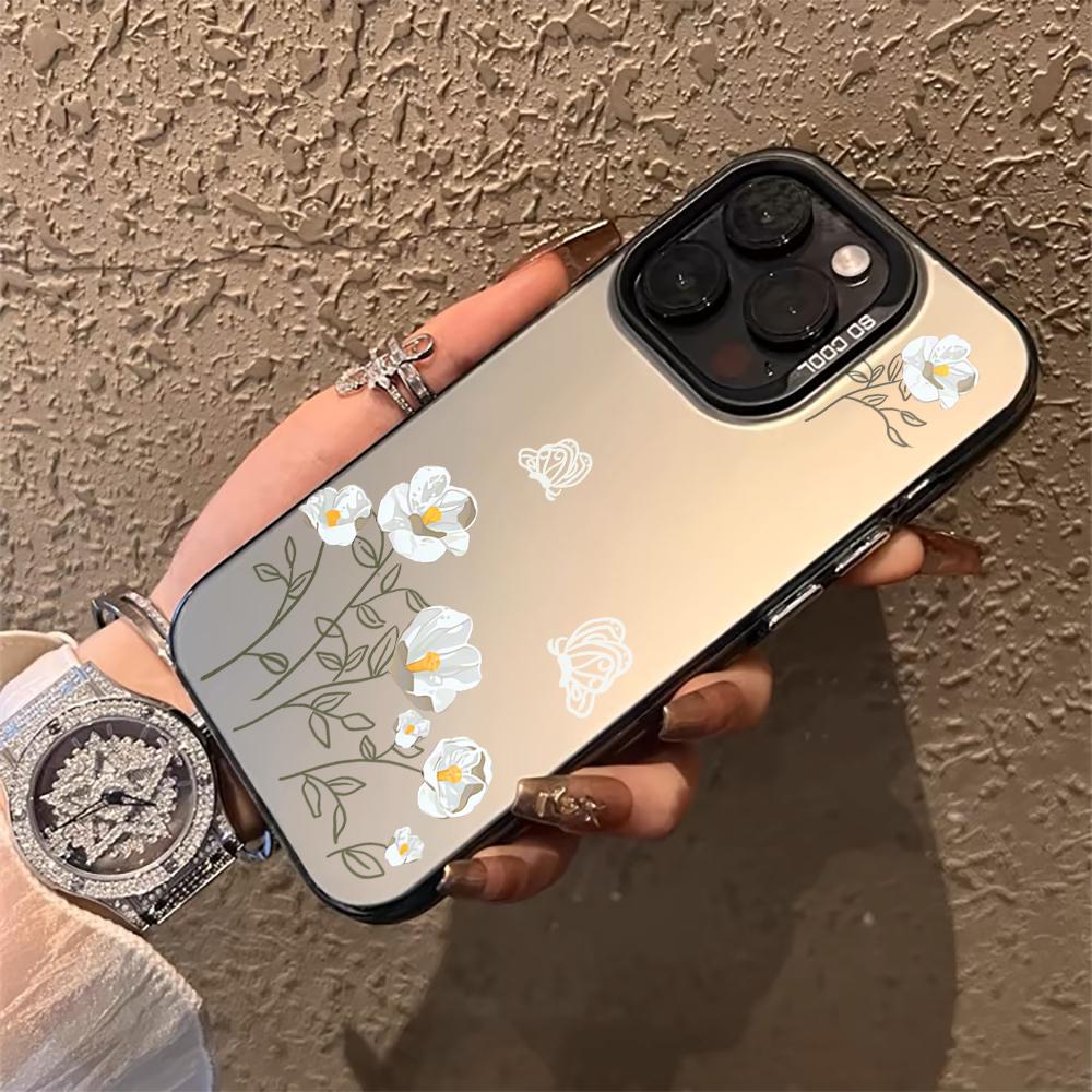 Vintage Floral Butterfly IMD Phone Case For iPhone 17 Air 16 E 15 14 13 12 11 Pro Max 8 Plus X Shockproof Protective Frame Cover