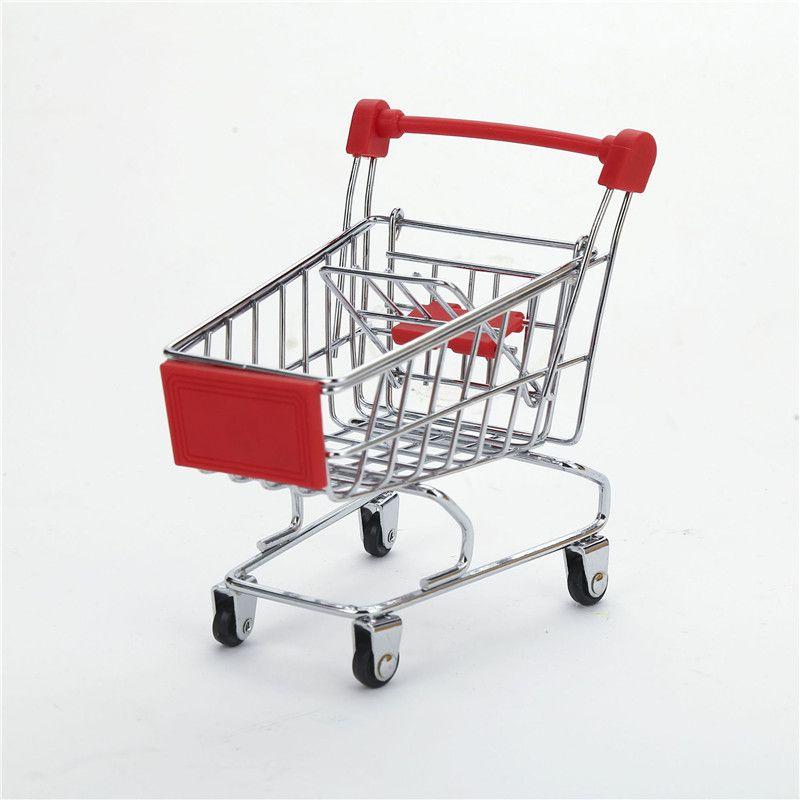 Delightful Mini Metal Shopping Trolley And Multi-functional Basket Toy For Engaging Kids Role Play