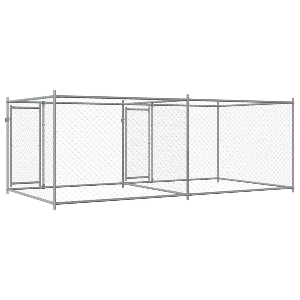 Vidaxl Klatka Dla Psa, Z Drzwiami, Szara, 4X2X1,5 M, Stal