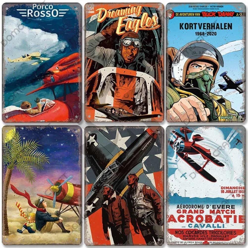 Винтажные авиационные таблички Металлическая пластина Топ ВВС Реактивные асы Истребитель Ретро Металлические жестяные знаки Клуб Мужская пещера Домашний настенный декор