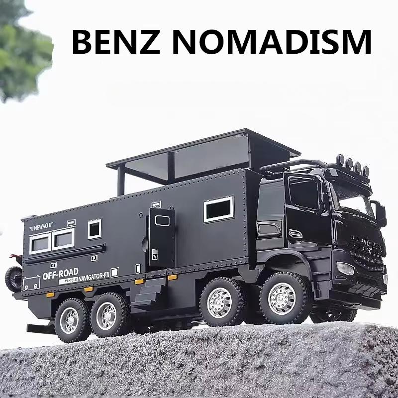New 1/24 NOMADISMs Arocs Unimog Alloy Motorhome Touring Car Model Diecast Metal Toy Off-road RV Vehicles Model Sound Light Kids Gift