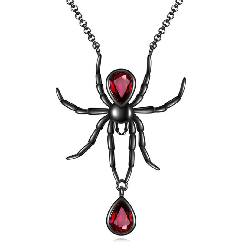 Halloween Spider Pendant Necklace Gothic Fashion Jewelry Gift for Women