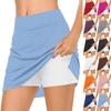 Женская повседневная однотонная короткая полуюбка с высокой талией, спортивная юбка, плиссированная юбка