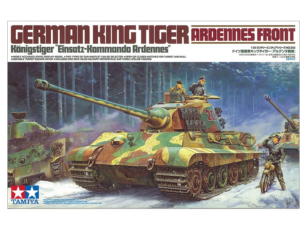 Tamiya Military Miniature Series 252 German Army Heavy Tank King Tiger Henschel Turret Ardennes Front Plastic Model 35252 1/35 No.