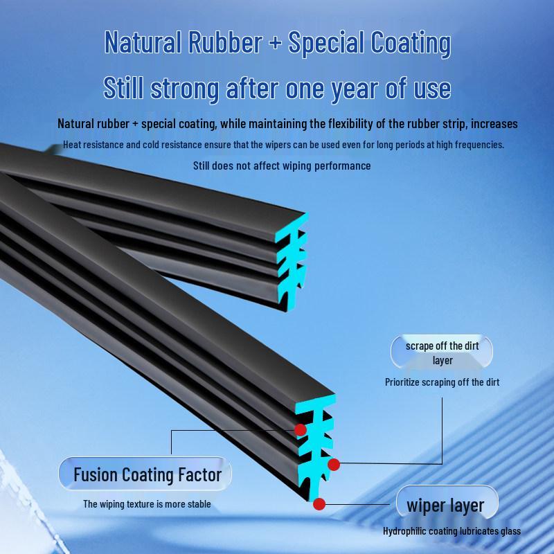 Silent Frameless Wiper Blade for Foton Aoling CTX Light Trucks, Six-Layer Rubber Strip