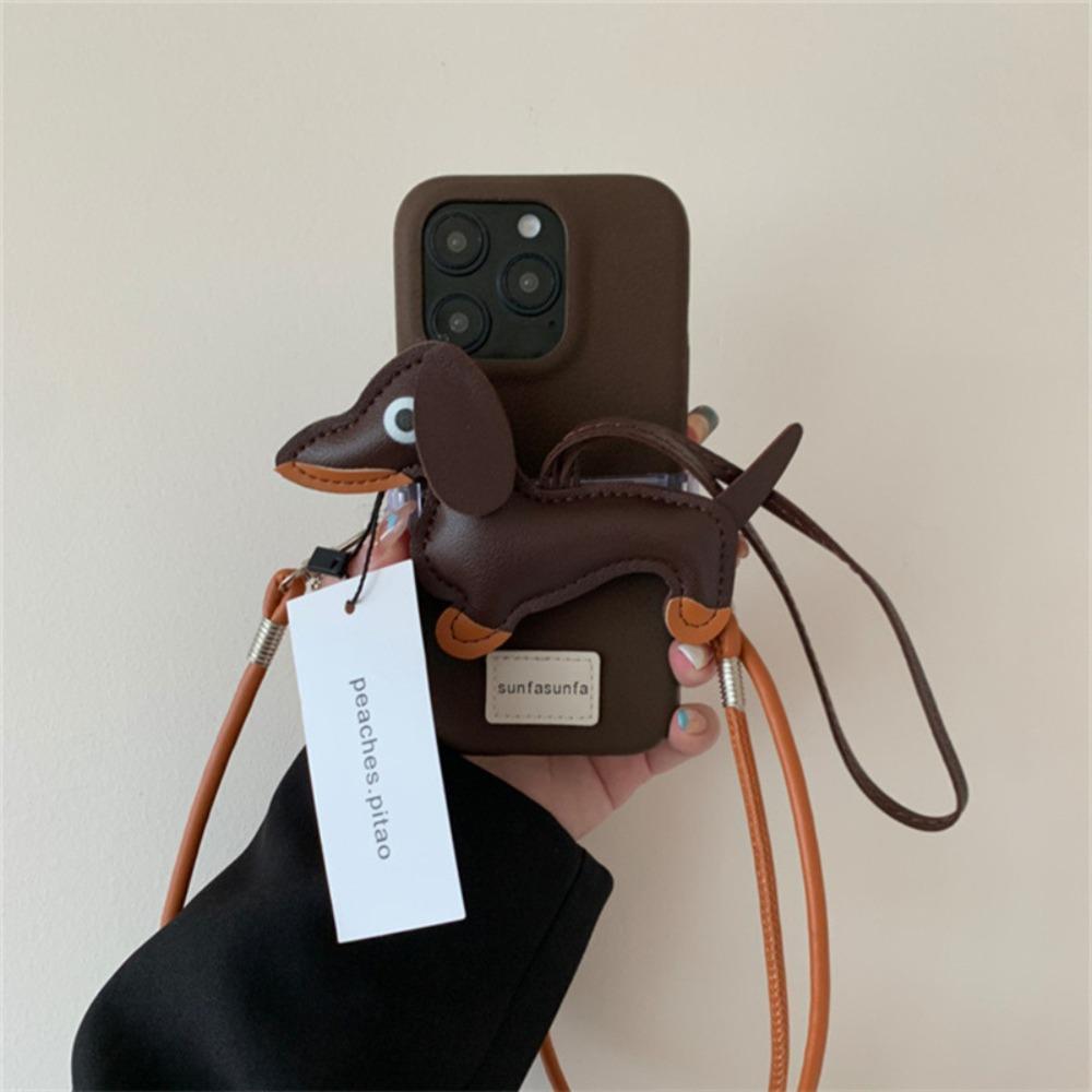 Ремешок для мобильного телефона из искусственной кожи с таксой, защита от потери телефона, ремешок с зажимом для девочки, подарки