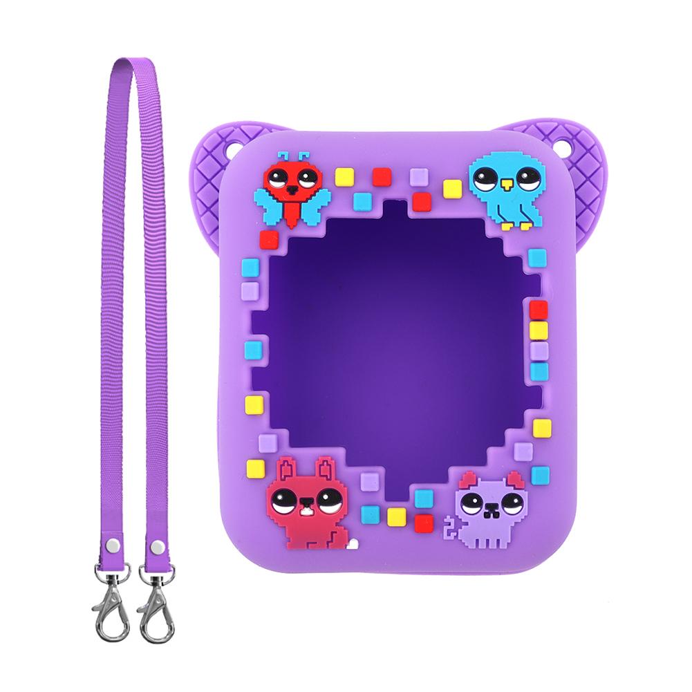 3D Animal Print Silicone Case Protective Storage Holder with Lanyard Shockproof Anti Drop for Bitzee Interactive Toy Digital Pet