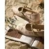 New Women's Shoes Square Head Women's Single Shoes Fashion Elegant Lightweight Flat Elegant Woven Embroidery Girls Shoes