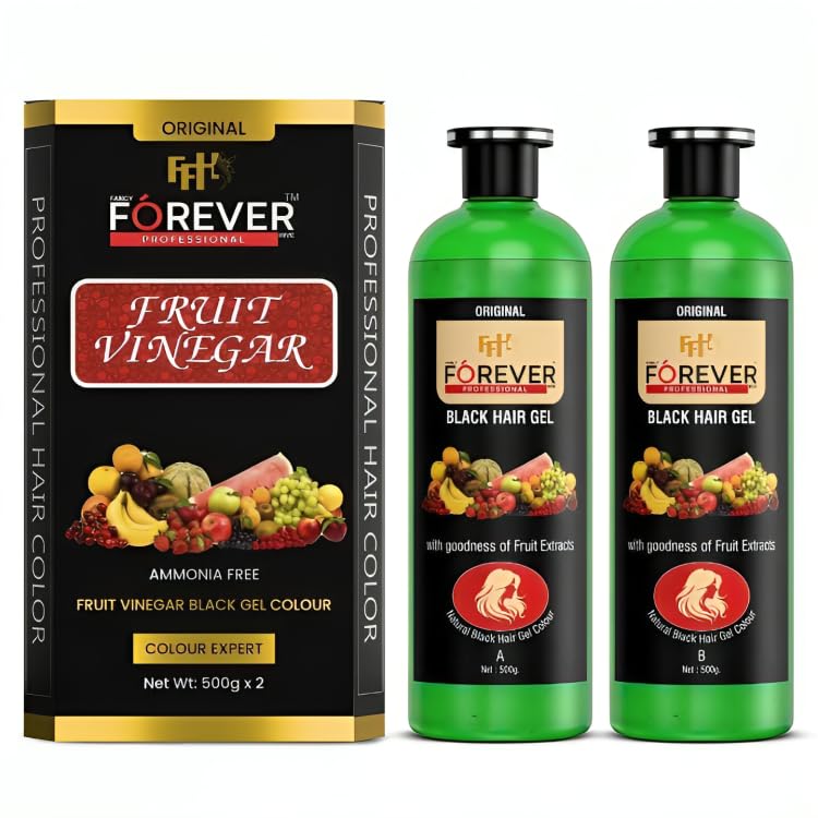FANCY FOREVER HIVE PROFESSIONAL Оригинальный Гель-Краска Фруктовый Уксус Смешанный Цвет | Краска для Волос Без Аммиака для Мужчин и Женщин, Черный (500гx2)