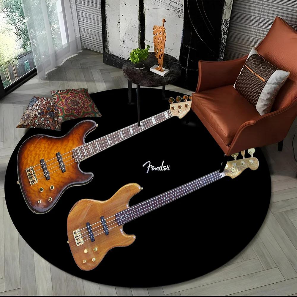 29 Style New Fender Retro Guitar Instruments Music Round Carpet Rug for Bedroom Living Room Sofa Decoration,pet Decor Floor Mat