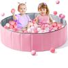 Складной детский игровой манеж-бассейн, 100см120см, с сумкой для хранения, идеально подходит для дней рождений, детских праздников и рождественских подарков, без шариков (Розовый, 100 см)