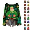 Women's Casual Fashion Round Neck Top Christmas Print Long Sleeve Knit Pullover