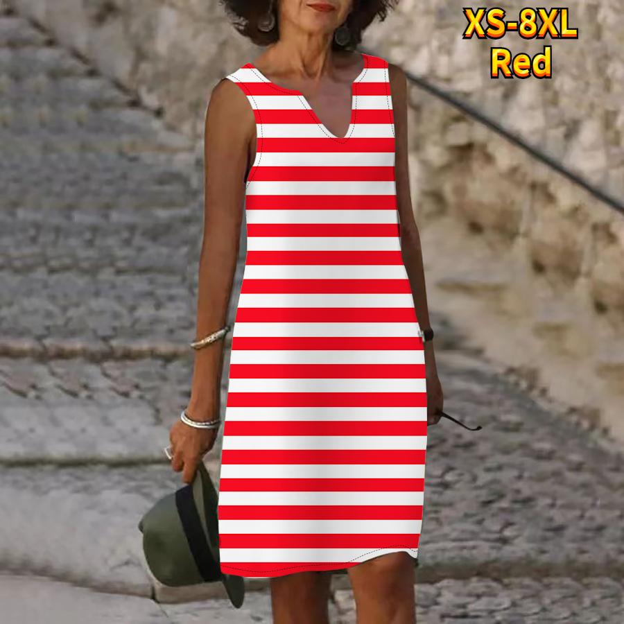 Женское летнее платье в полоску зебры с v-образным вырезом, повседневное модное платье без рукавов, повседневное свободное сексуальное платье размера плюс XS-8XL