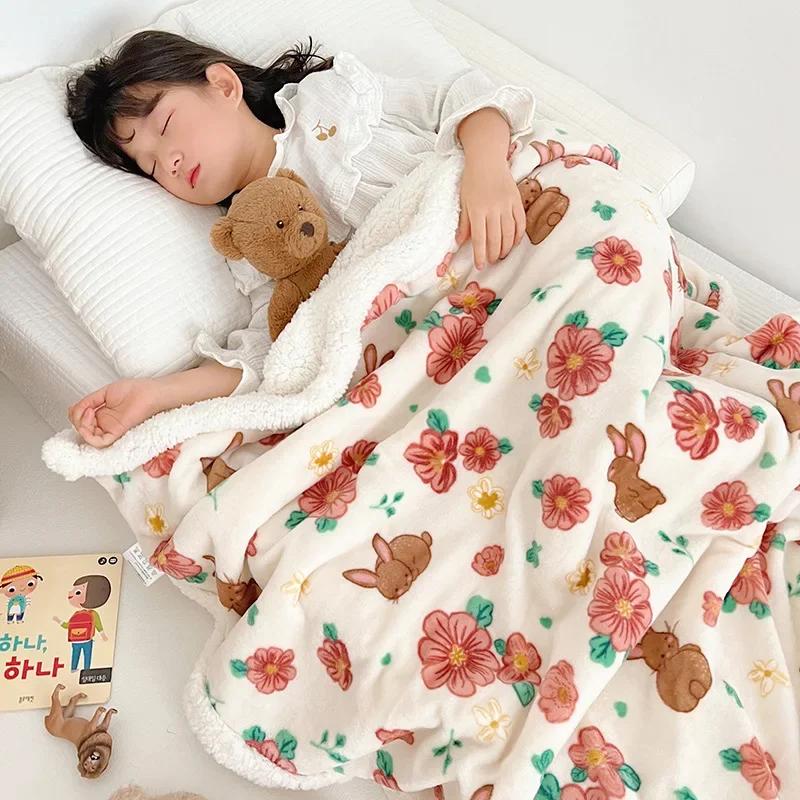 Молочное бархатное одеяло детское одеяло утолщенное бархатное одеяло ягненка утолщенное двухстороннее бархатное обеденное одеяло
