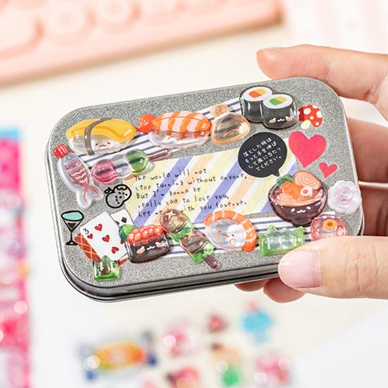 Yousheng Food Puffy Stickers 3D Ice Creams Desserts Stickers Fun Reward Stickers Cute Sushi Candies Puffy Stickers for DIY Crafts Scrapbooking