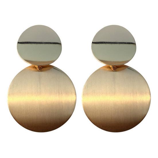 1 пара сережек-гвоздиков с геометрическим рисунком, блестящий металл, маленький, большой, круглый лист, изящный, минималистичный, гипоаллергенный