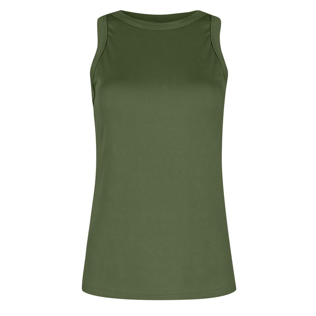 Women's Summer Fashion Casual Solid Color Round Neck Sleeveless Top Tight Tank Top