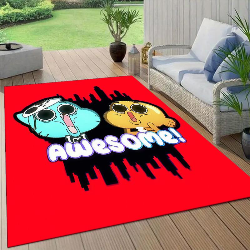The Amazing World of Gumball4 Flannel Pattern Square Carpet,Area Rug,Carpet Rug for Living Room Bedroom Sofa Playroom Decor,Non-slip Floor Mat