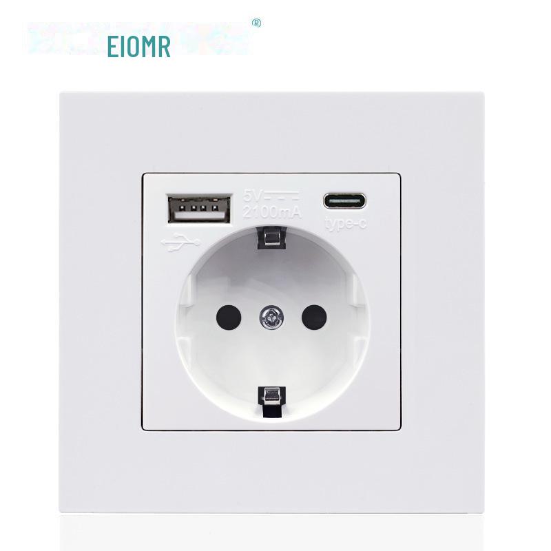 European German Standard Dual USB and Type C Socket Panel