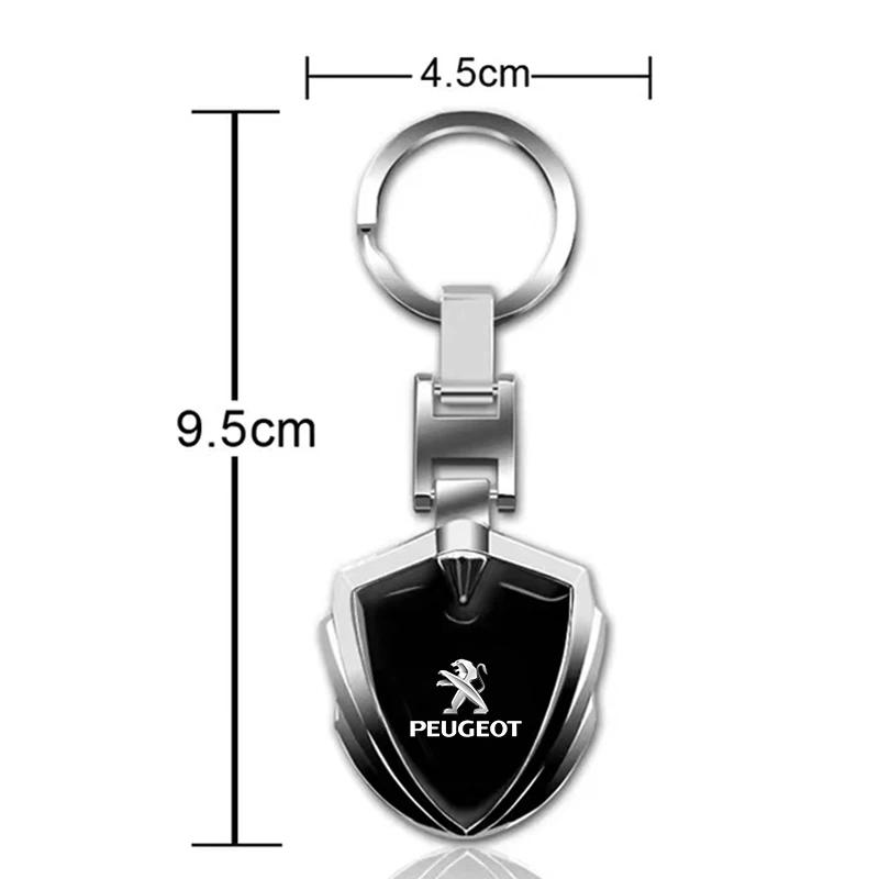 For Peugeot Car Emblem Stying Metal Key Rings Shield Shaped Keychain For Peugeot 407 508 2008 5008 307 308 3008 206 207 208 107