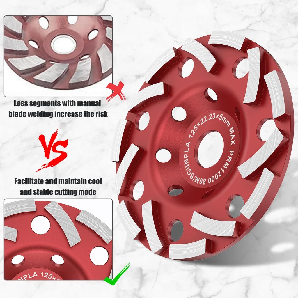 5-дюймовый алмазный шлифовальный диск, высококачественный стойкий алмазный шлифовальный круг, абразивы для бетона, металлообработки, режущего лезвия пилы
