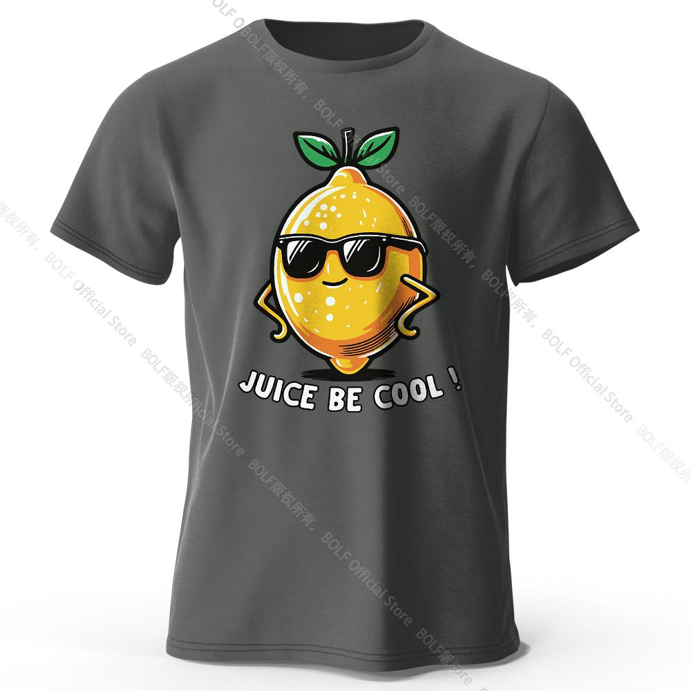 Men's Juice Be Cool Printed T-Shirt 100% Cotton Oversized Fruit Pun Graphic Tees for Women Summer Tops Chill Streetwear