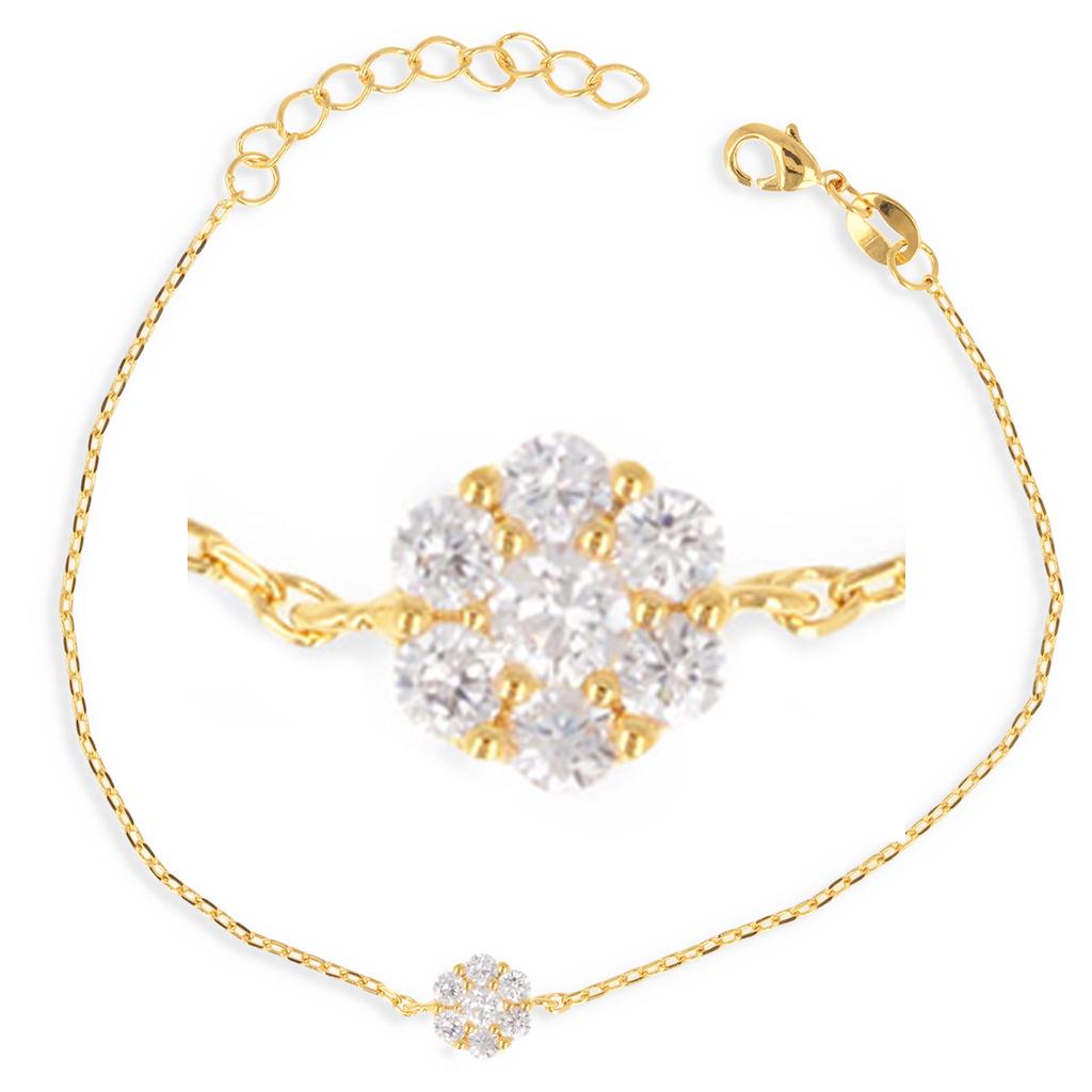 Les Trésors De Lily [Q3991] - Gold Plated Bracelet 'Sissi' White Gold - 6 Mm (flower)