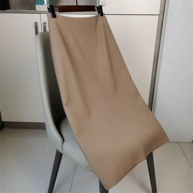 Женская юбка прямого кроя, однотонная, с высокой талией, облегающая бедра, черная юбка в стиле «коммутация», полудлинная