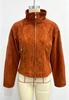 Faux Suede Cropped Jacket for Women - Vintage Zip-Up Stand Collar Slim Fit Coat