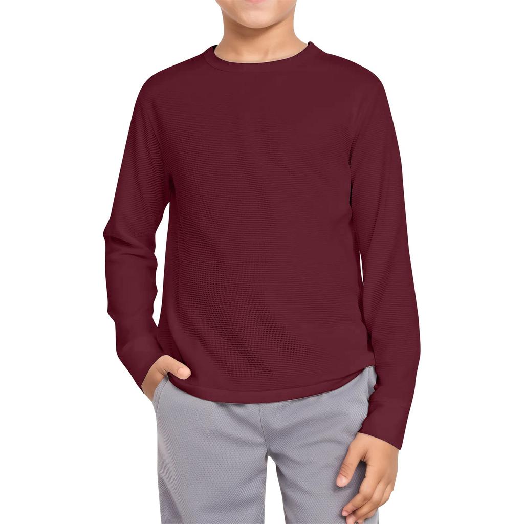 Мальчики Повседневная мода Круглый вырез Длинный рукав Однотонный топ