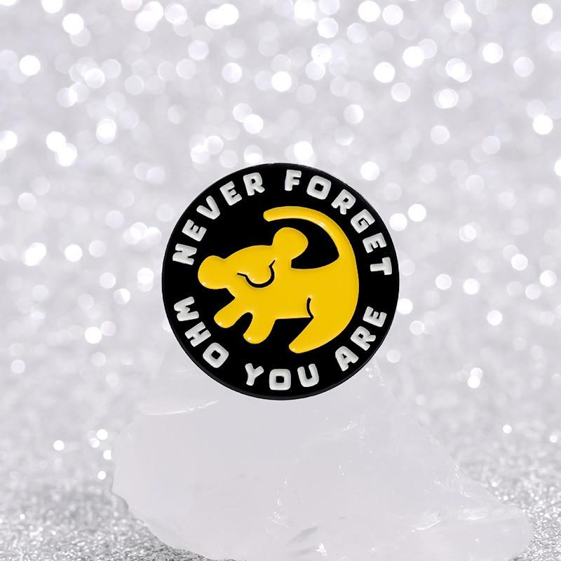 Versatile Geometric Round Never Forget Who You Are Cartoon Dog Brooch For All Occasions