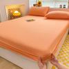 Washed Cotton Fitted Sheet Non Slip Durable Mattress Cover for Home Bedroom Solid Color Bed Cover 140/160/200cm Soft Bedspreads