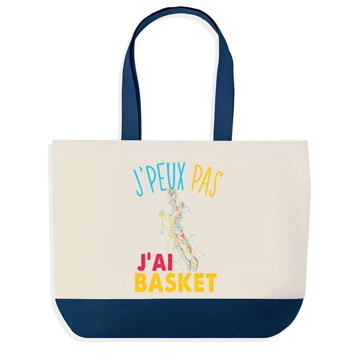 Tote bag - PLANETEE - J'peux pas Basket Dessin Basketball - Bleu - Coton - 40 x 45 cm