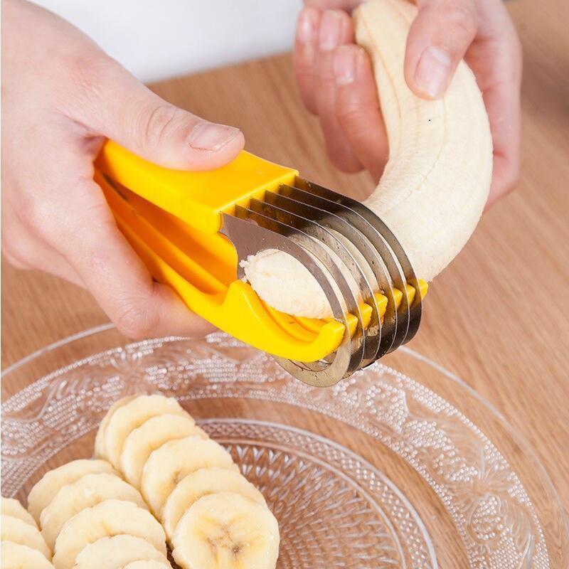 Kitchen Accessories Banana Slicer Fruit Vegetable Sausage Slicer Stainless Steel Banana Cutter Salad Sundaes Tools Cooking Tools KTY