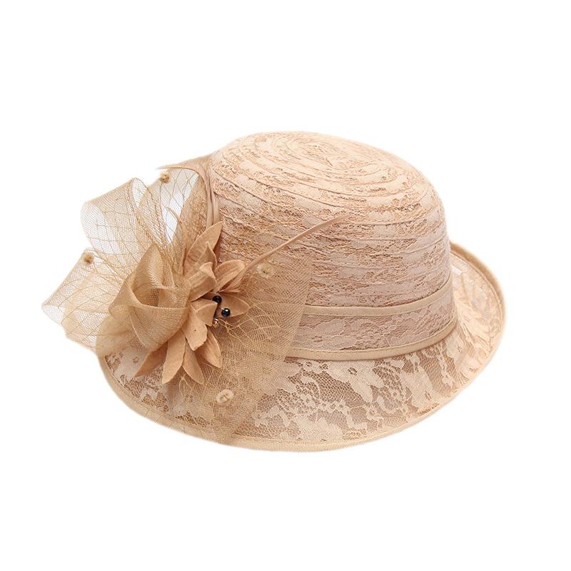Temperament Flower Lace Top Hat Ladies Summer Sun Hat Fashion Dome Versatile Curling Basin Hat