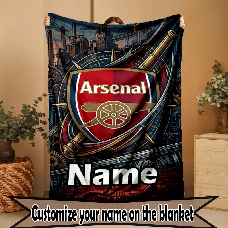 Custom Name Personalized Arsenal F.C Print Blanket, Home Decor, Bedroom, Sofa, Camping, Couch, Gifts for Birthday Christmas